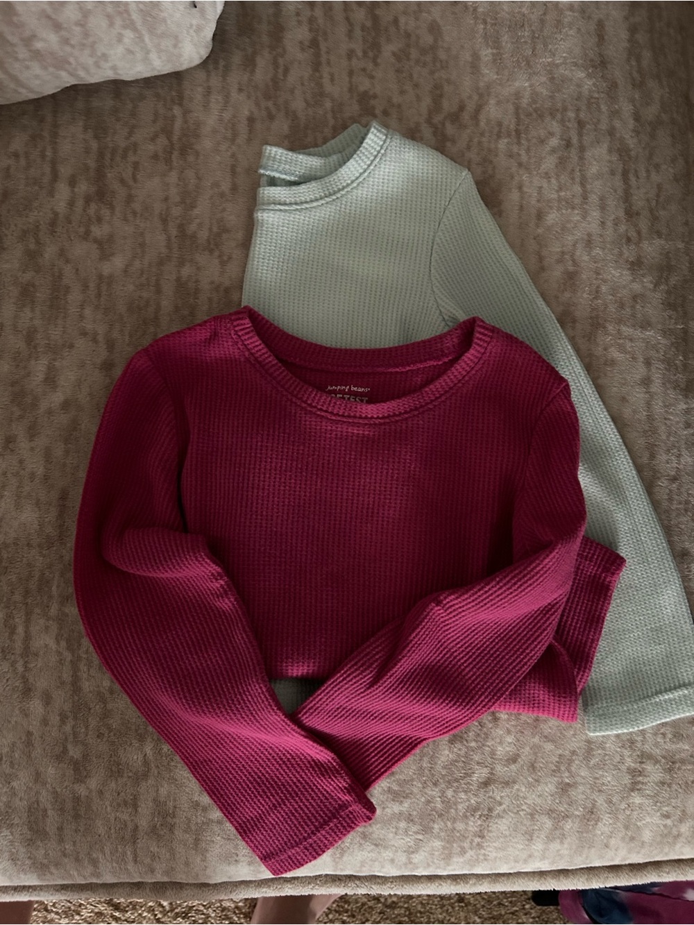 jumping beans Long Sleeve Waffle Knit Tees in Raspberry and Sage